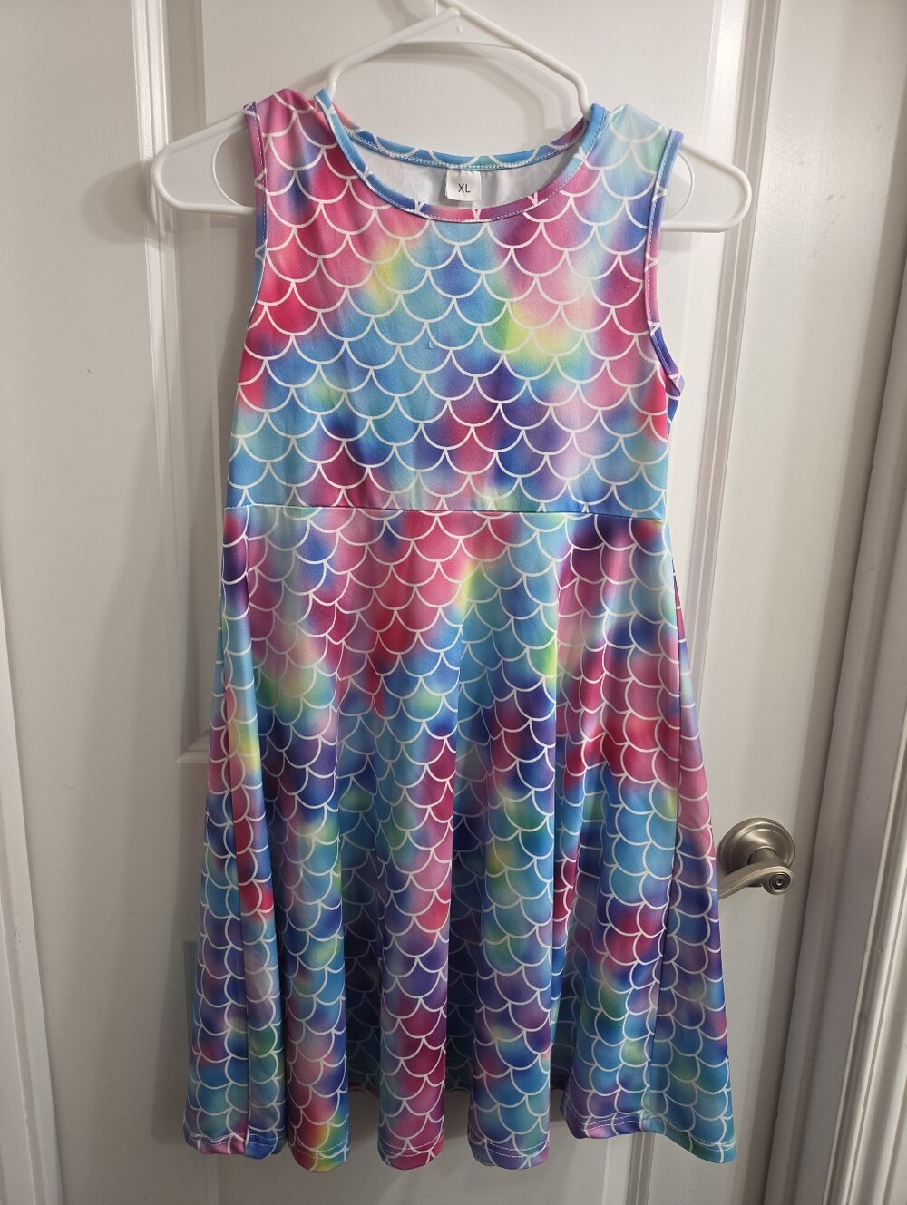 Rainbow Mermaid Dress XL Years – Flutter Sleeve Twirl Outfit for Girls